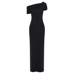 MESHKI Cassandra Off Shoulder Slinky Maxi Dress Black Sz XXL One Shoulder